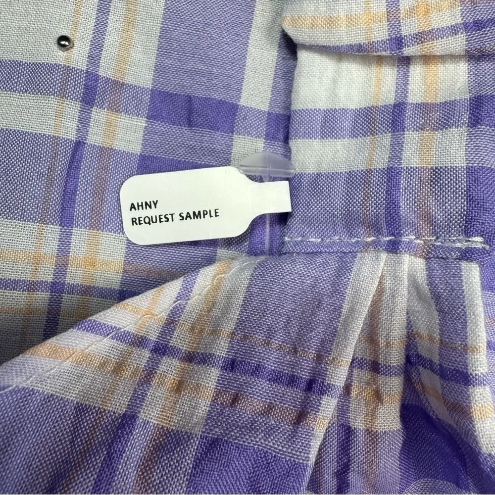 New Anthropologie Purple Plaid Pearl Embellished Hair Scarf
